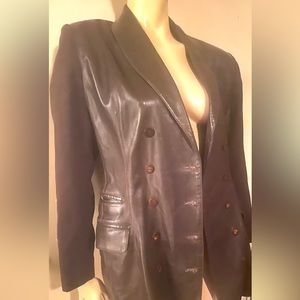 Vintage BARBARA BUI Authentic Fine Leather/Wool sleeve jacket coat -Size 3